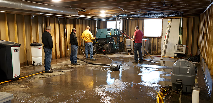 Cleaning Sewage From Basement Floor in Chestnut Mountain