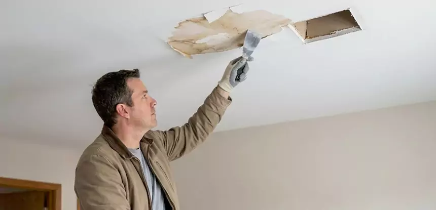 Ceiling Water Stain and Drywall Repair in Chestnut Mountain